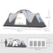 Fibreglass & Steel Frame Camping Tent with Bag (5-6 persons) - Little and Giant Explorers Outsunny