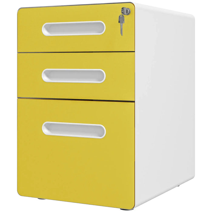 Filing Cabinet | 3 Drawers and Anti-Tilt System (Yellow Edition) - Little and Giant Explorers Vinsetto