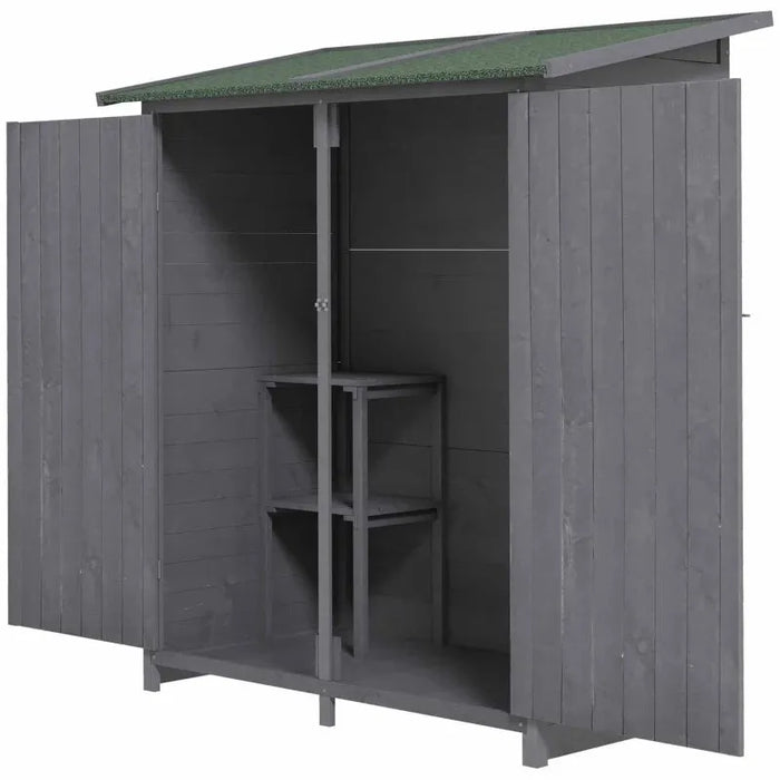 Fir Wood Garden Shed with Asphalt Roof in Grey (140 x 75 x 160cm) - Little and Giant Explorers Outsunny