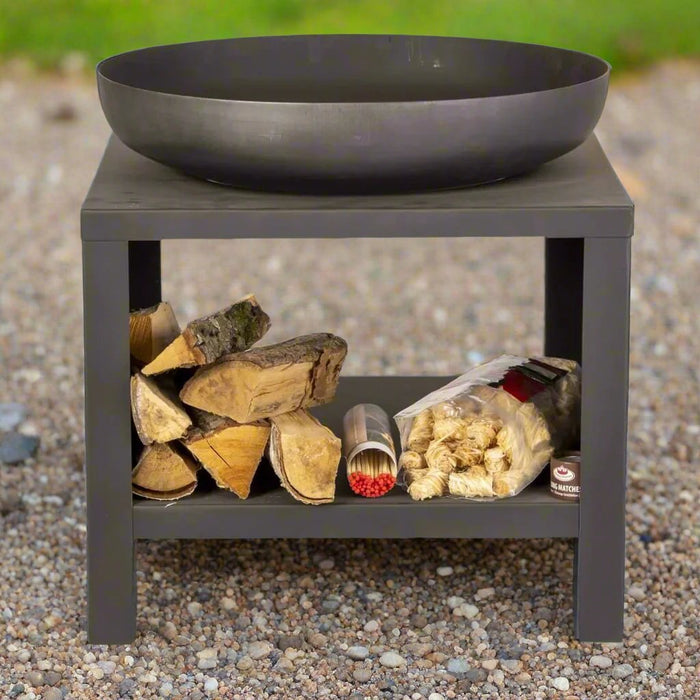 Fire Bowl with Wood Storage in Black 62cm - Little and Giant Explorers Esschert Design