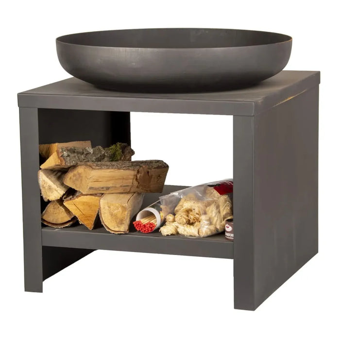 Fire Bowl with Wood Storage in Black 62cm - Little and Giant Explorers Esschert Design