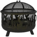 Steel Fire Pit BBQ with Poker in Black - Little and Giant Explorers Outsunny