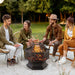 Fire Pit with Screen Cover with Poker in Bronze - Little and Giant Explorers Outsunny