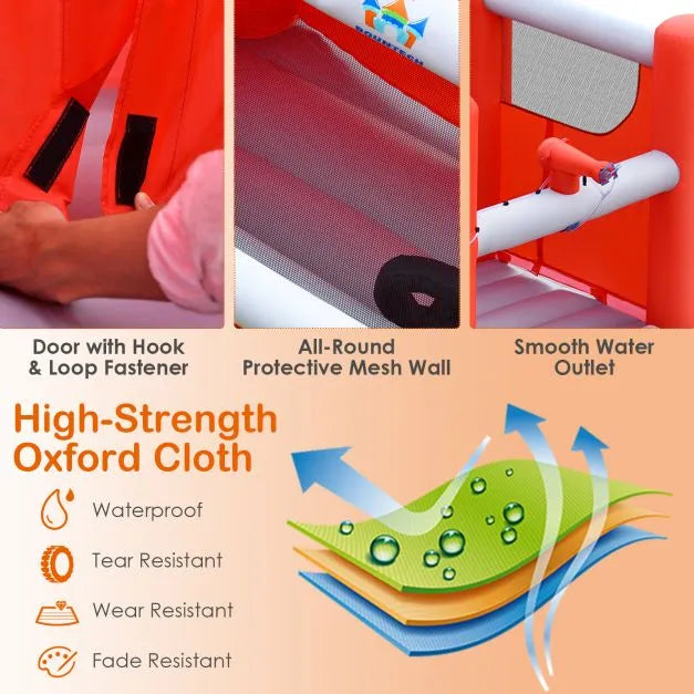 Firefighter-Themed Inflatable Water Slide – 3-in-1 Design with Splash Pool, Cab and Basketball | COSTWAY - Little and Giant Explorers Costway