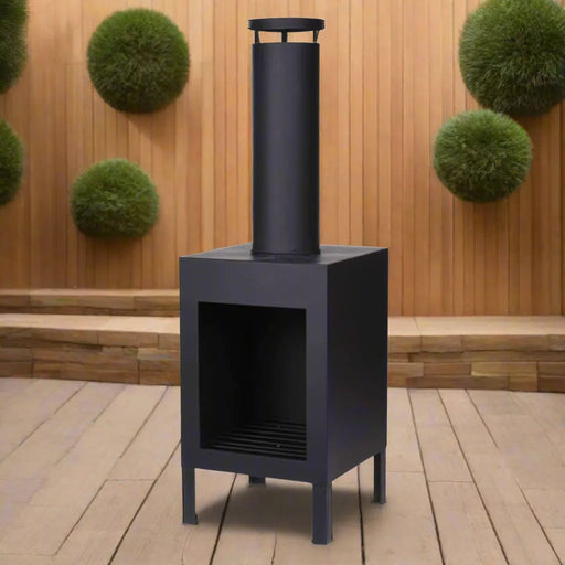 Fireplace with Chimney in Black 100cm - Little and Giant Explorers ProGarden