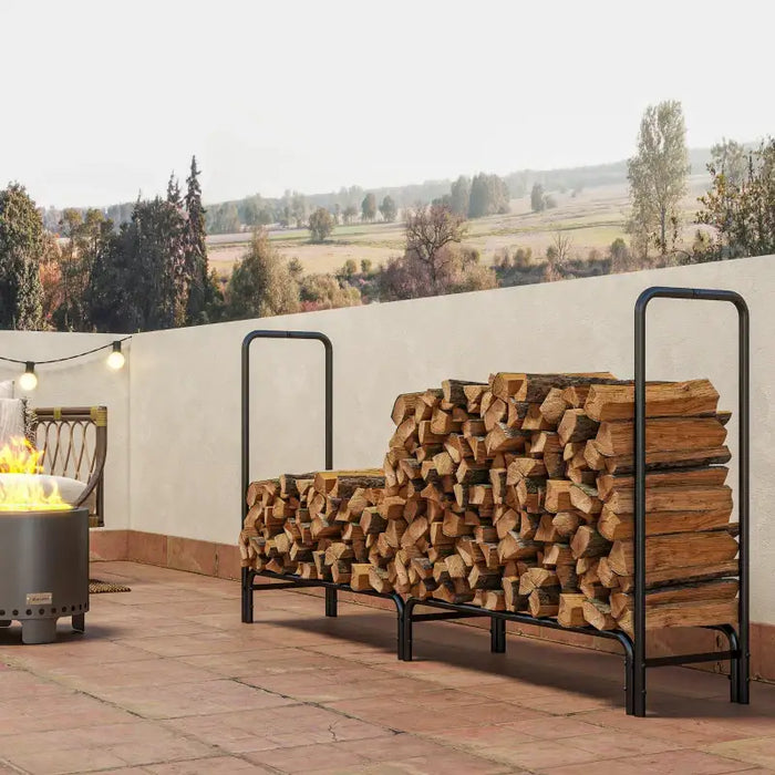 Firewood Log Storage Rack with Waterproof Cover | 200x99cm - 0.6m³ Capacity OUTSUNNY - Little and Giant Explorers Outsunny