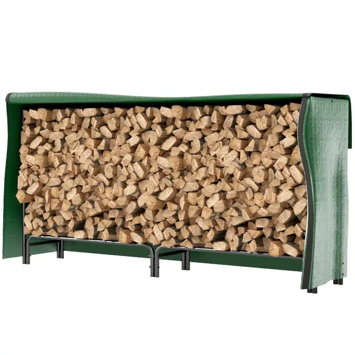 Firewood Log Storage Rack with Waterproof Cover | 200x99cm - 0.6m³ Capacity OUTSUNNY - Little and Giant Explorers Outsunny