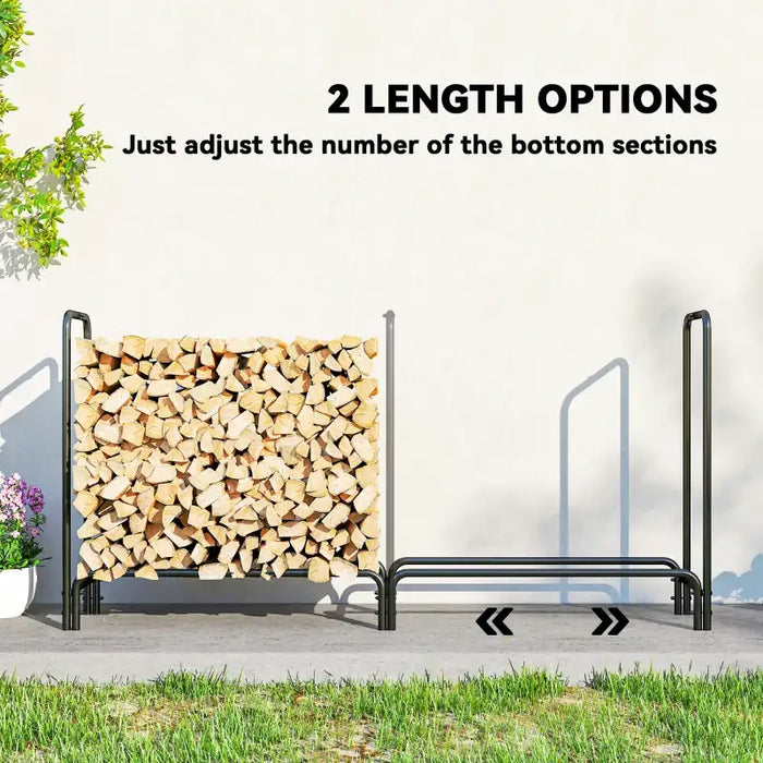 Firewood Log Storage Rack with Waterproof Cover | 200x99cm - 0.6m³ Capacity OUTSUNNY - Little and Giant Explorers Outsunny