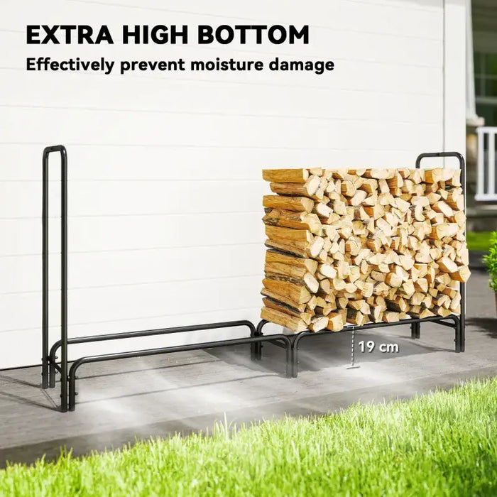 Firewood Log Storage Rack with Waterproof Cover | 200x99cm - 0.6m³ Capacity OUTSUNNY - Little and Giant Explorers Outsunny