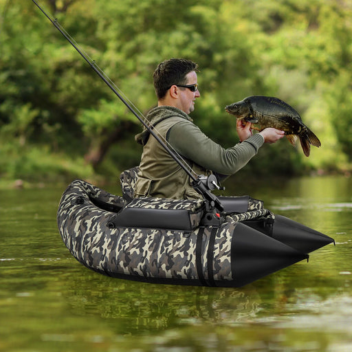 Fishing Float Tube with Rod Holder in Camouflage - Little and Giant Explorers Costway