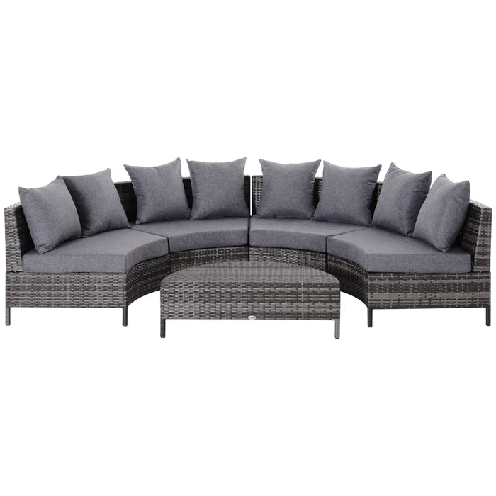 4-Seater Half-Round Garden Sofa Set with Thickened Cushions - Little and Giant Explorers Outsunny