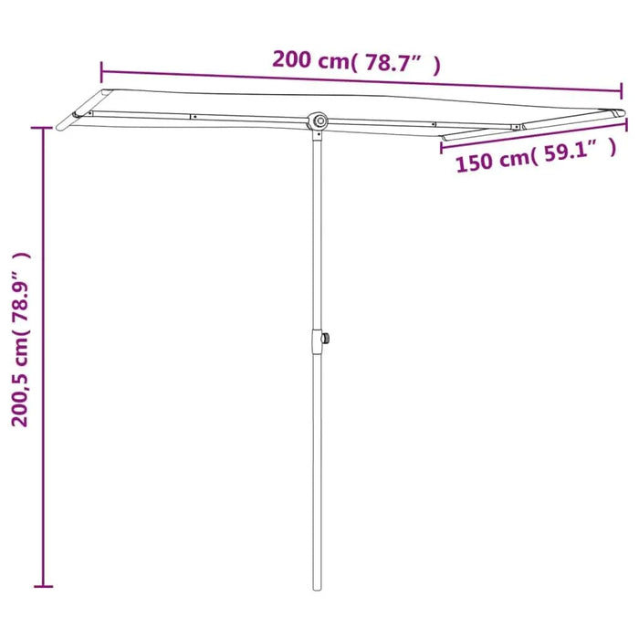 Flat Top Outdoor Parasol with Aluminium Pole (2 x 1.5m) - Little and Giant Explorers vidaXL