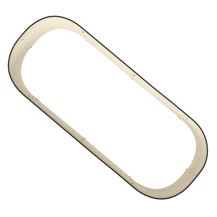 Flexible cream white raised garden bed frame with open bottom and rounded edges