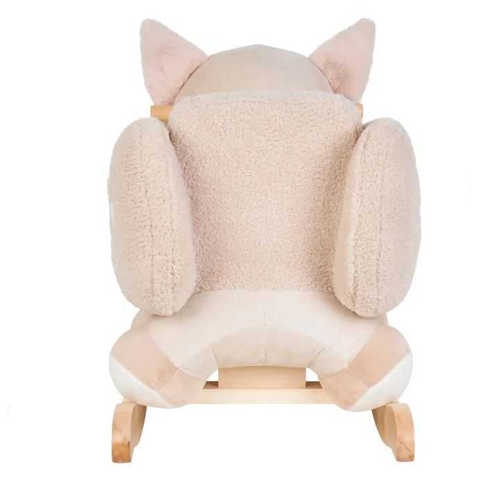 Plush animal-shaped chair with wooden legs on a white background