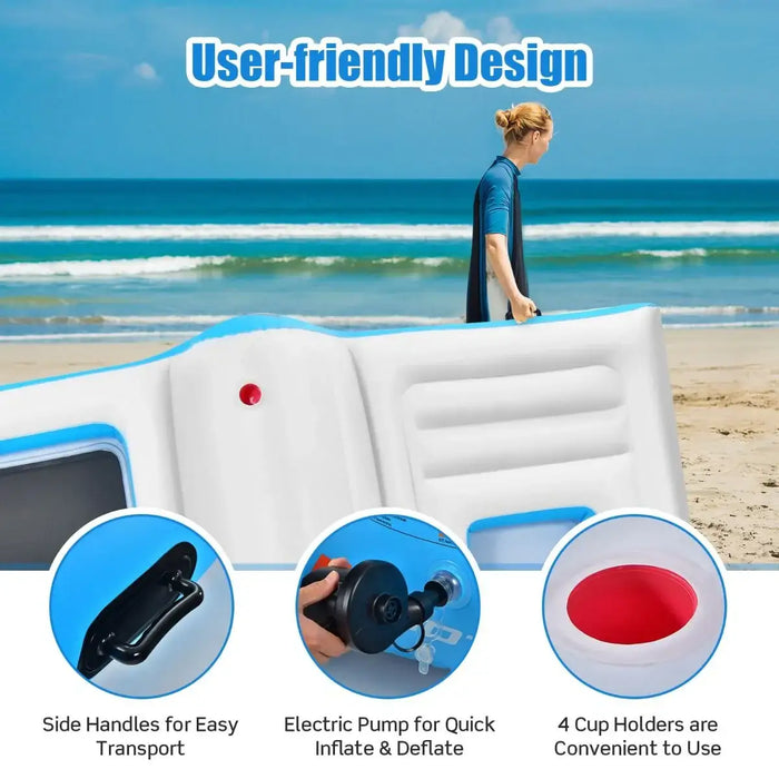 Floating Island Lounger | 4–6 Person Inflatable Pool Platform with Ice Chest COSTWAY - Little and Giant Explorers Costway