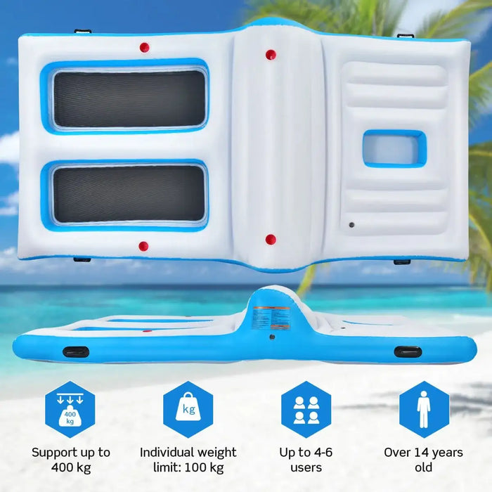 Floating Island Lounger | 4–6 Person Inflatable Pool Platform with Ice Chest COSTWAY - Little and Giant Explorers Costway