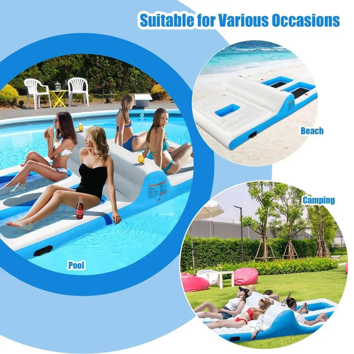 Floating Island Lounger | 4–6 Person Inflatable Pool Platform with Ice Chest COSTWAY - Little and Giant Explorers Costway