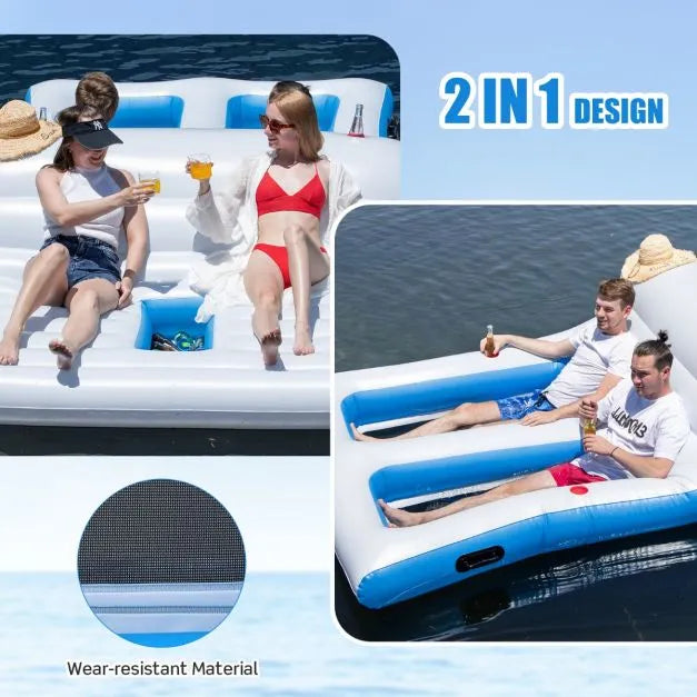 Floating Island with Dual Lying and Wading Areas (4 - 6 persons) - Little and Giant Explorers Costway