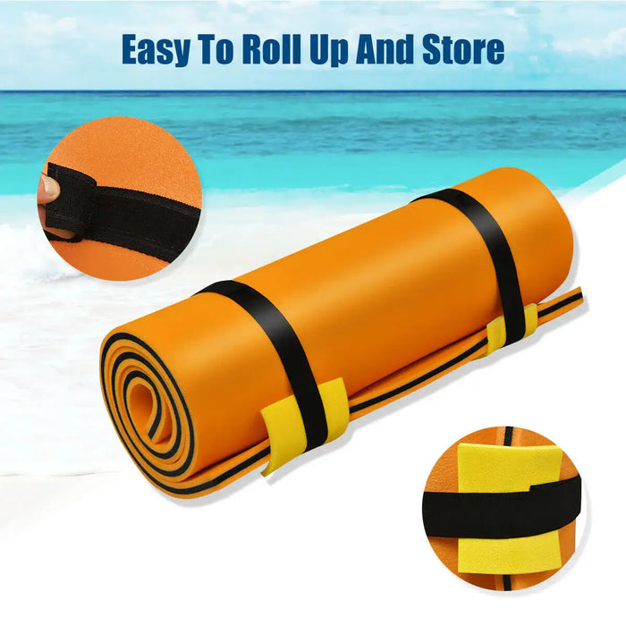 Floating Water Pad – Orange | Tear-Resistant Floating Mat with Rolling Pillow COSTWAY - Little and Giant Explorers Costway