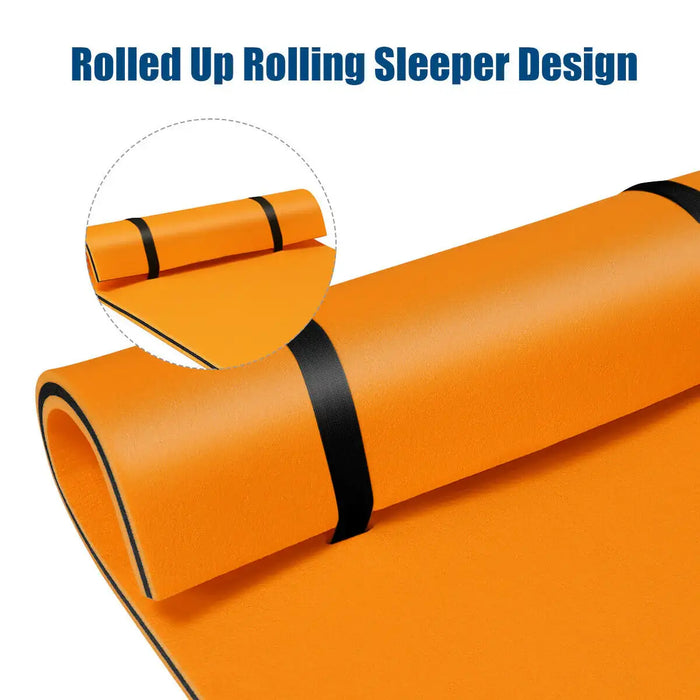 Floating Water Pad – Orange | Tear-Resistant Floating Mat with Rolling Pillow COSTWAY - Little and Giant Explorers Costway