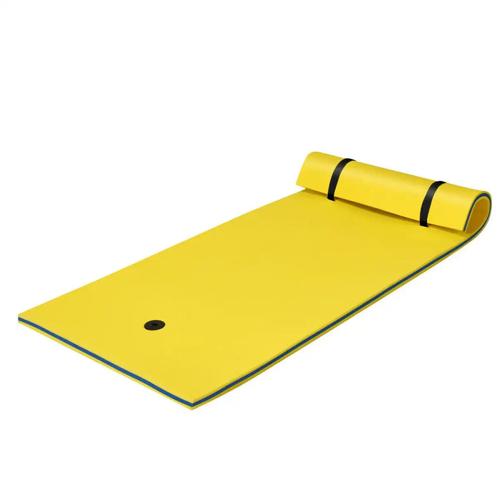 Floating Water Pad – Yellow | Tear-Resistant Floating Mat with Rolling Pillow COSTWAY - Little and Giant Explorers Costway