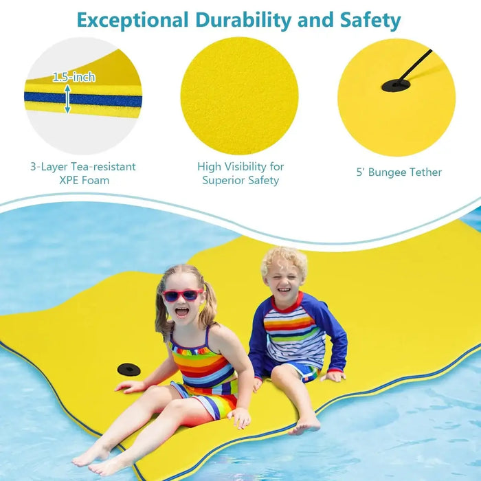 Floating Water Pad – Yellow | Tear-Resistant Floating Mat with Rolling Pillow COSTWAY - Little and Giant Explorers Costway