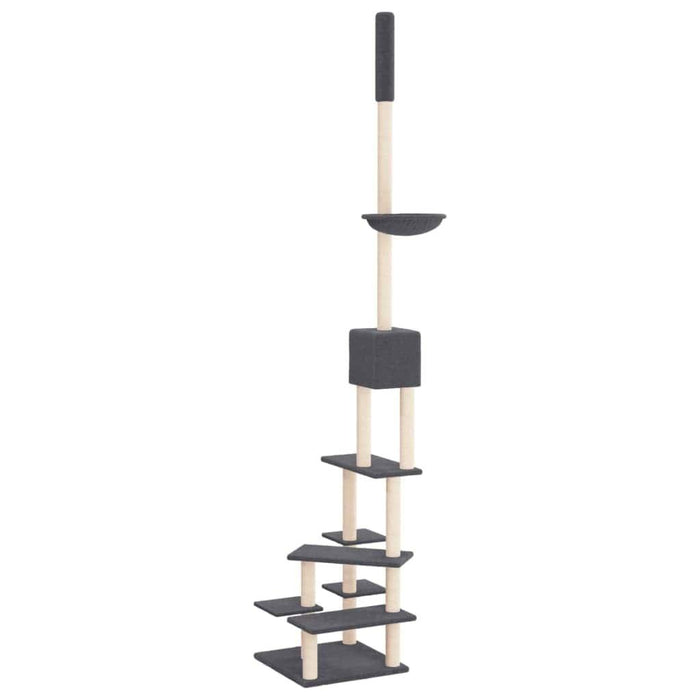 Floor to Ceiling Cat Tree in Dark Grey - Little and Giant Explorers vidaXL