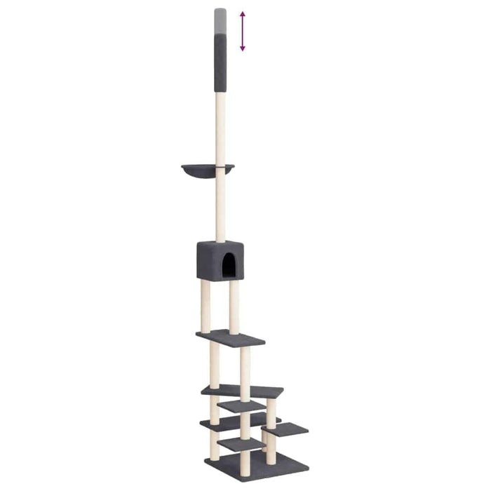 Floor to Ceiling Cat Tree in Dark Grey - Little and Giant Explorers vidaXL