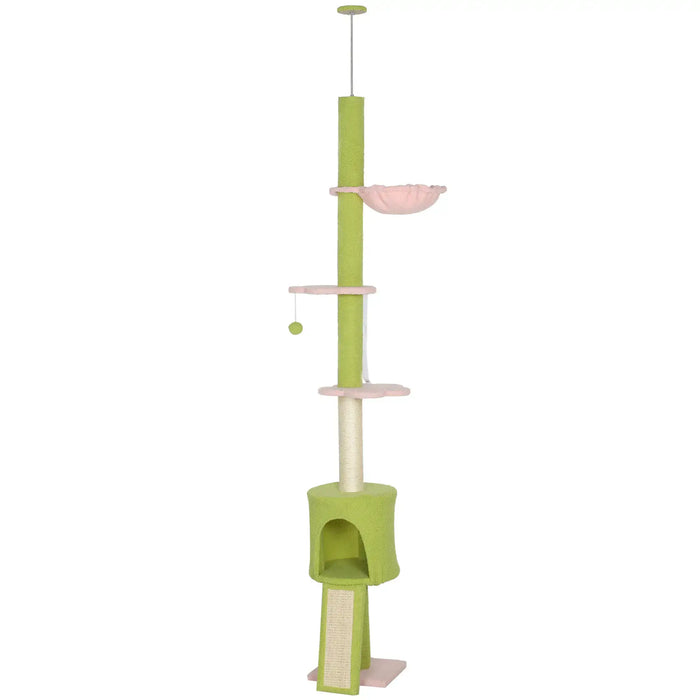 Floor-to-Ceiling Cat Tree – Multi-Level Tower | Hammock, Cat House and Flower Perches PAWHUT - Little and Giant Explorers PawHut