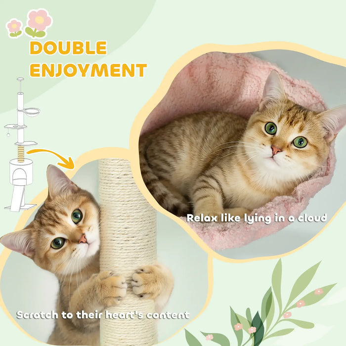 Floor-to-Ceiling Cat Tree – Multi-Level Tower | Hammock, Cat House and Flower Perches PAWHUT - Little and Giant Explorers PawHut