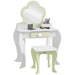 Flower Design Kids Vanity Table with Mirror, Stool, Drawer and Storage Boxes - Little and Giant Explorers ZONEKIZ