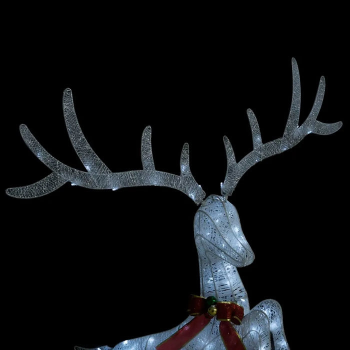 Flying Reindeer Christmas Decoration 120 Cold White LEDs in White - Little and Giant Explorers vidaXL