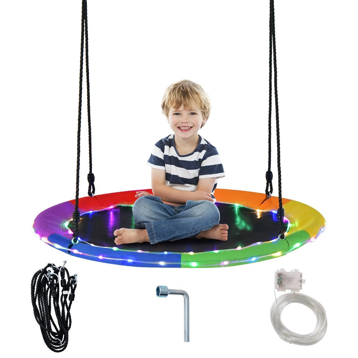 Flying Saucer Tree Swing with 8 Light Modes 100cm - Little and Giant Explorers Costway