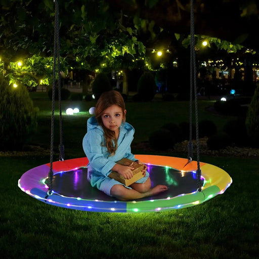 Flying Saucer Tree Swing with 8 Light Modes 100cm - Little and Giant Explorers Costway