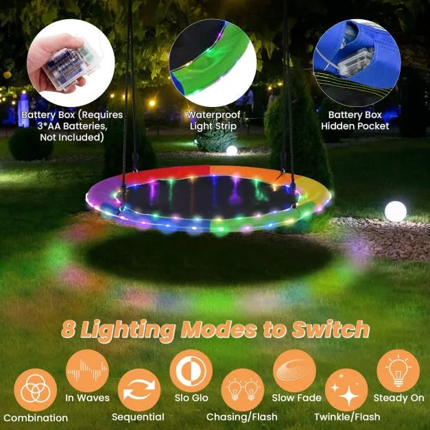 Flying Saucer Tree Swing with 8 Light Modes 100cm - Little and Giant Explorers Costway