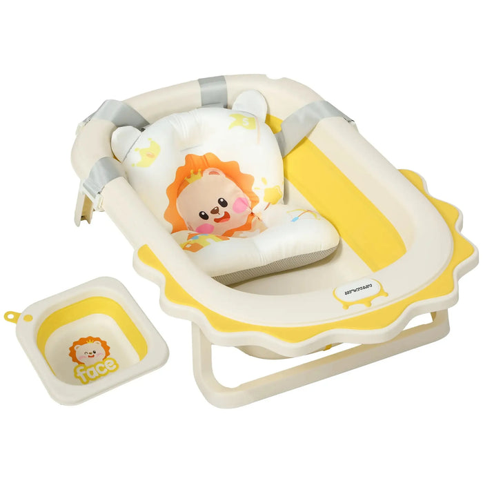 Foldable Baby Bath Tub Set with Bath Cushion in Yellow - Little and Giant Explorers AIYAPLAY