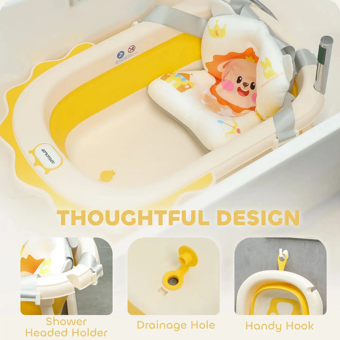 Foldable Baby Bath Tub Set with Bath Cushion in Yellow - Little and Giant Explorers AIYAPLAY