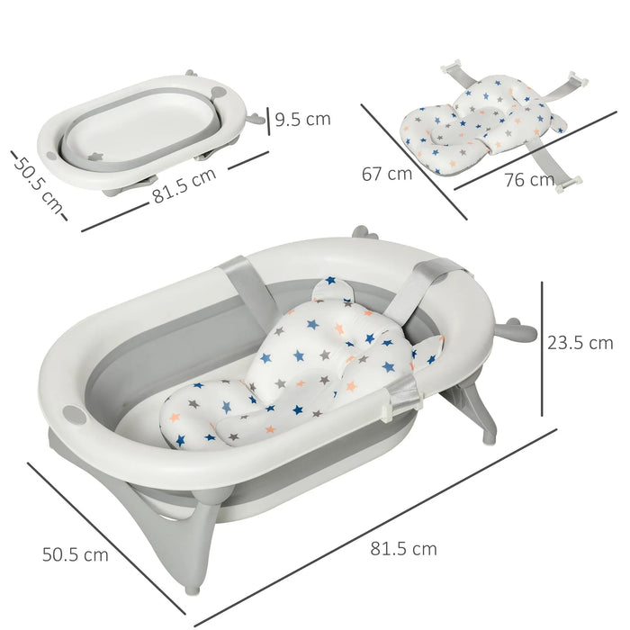 Foldable Baby Bathtub Set with Thermostatic Water Plug - Little and Giant Explorers HOMCOM