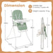 Foldable Baby High Chair – Green | Adjustable Tray and Footrest COSTWAY - Little and Giant Explorers Costway