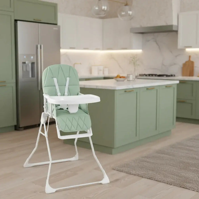 Foldable Baby High Chair – Green | Adjustable Tray and Footrest COSTWAY - Little and Giant Explorers Costway