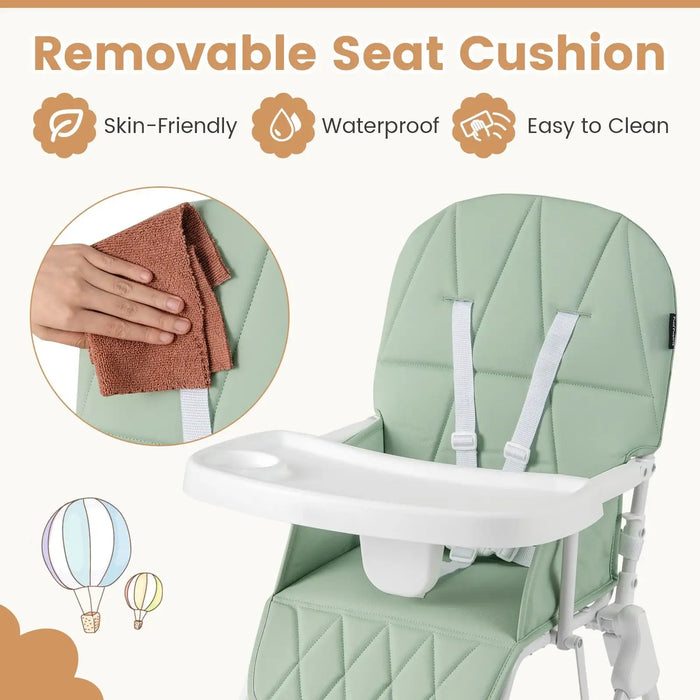 Foldable Baby High Chair – Green | Adjustable Tray and Footrest COSTWAY - Little and Giant Explorers Costway