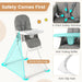 Foldable Baby High Chair – Grey | Adjustable Tray and Footrest - 5-Point Harness COSTWAY - Little and Giant Explorers Costway