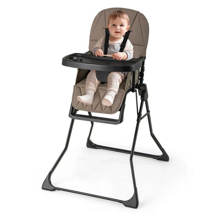 Foldable Baby Highchair – Coffee | Portable Feeding Chair - Adjustable Tray and Footrest COSTWAY - Little and Giant Explorers Costway