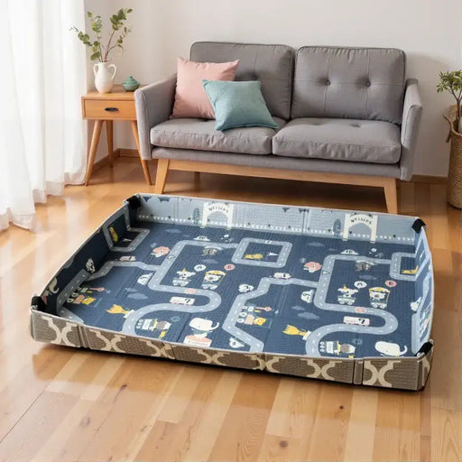 Foldable Baby Play Mat – Grey and Multicolour | Double-Sided Design - Converts into Playpen AIYAPLAY - Little and Giant Explorers AIYAPLAY