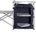 Foldable camping kitchen unit with shelves, portable outdoor cooking station, windscreen