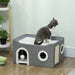 Foldable Cat House | Raised Bed - Cushion, Hideaway Cave and Sisal Scratching Pad PAWHUT - Little and Giant Explorers PawHut
