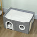 Foldable Cat House | Raised Bed - Cushion, Hideaway Cave and Sisal Scratching Pad PAWHUT - Little and Giant Explorers PawHut