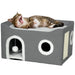 Foldable Cat House | Raised Bed - Cushion, Hideaway Cave and Sisal Scratching Pad PAWHUT - Little and Giant Explorers PawHut