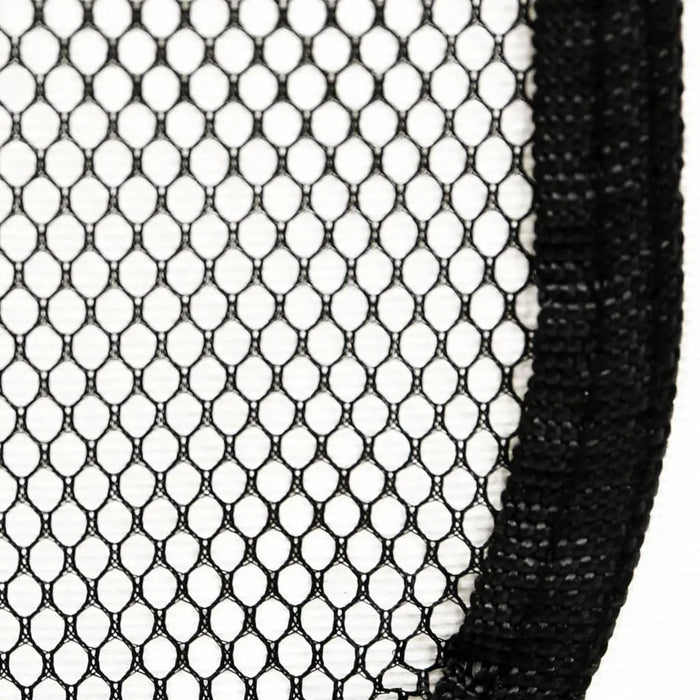 Close-up of black mesh fabric from foldable dog playpen enclosure panel