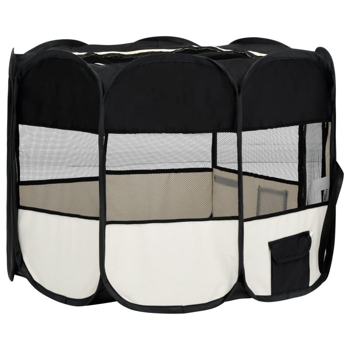 Foldable Dog Playpen with Carrying Bag in Black (90 x 90 x 58cm) - Little and Giant Explorers vidaXL